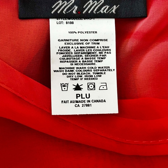 PONCHO, CHIFFON, CORAL, SIZE PLUS, WITH BELT, MADE IN CANADA!, PULL OVER, MR MAX - Picture 5 of 16